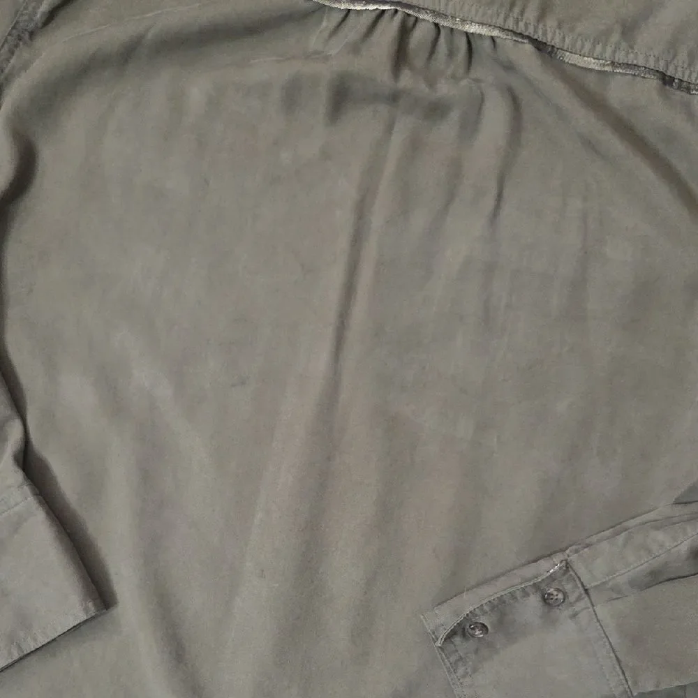 Free People Olive Button-Down Shirt
